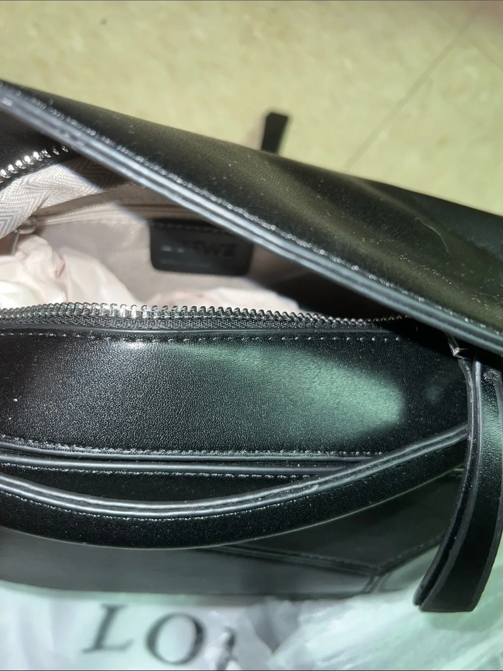 Black Structured Leather Shoulder Bag